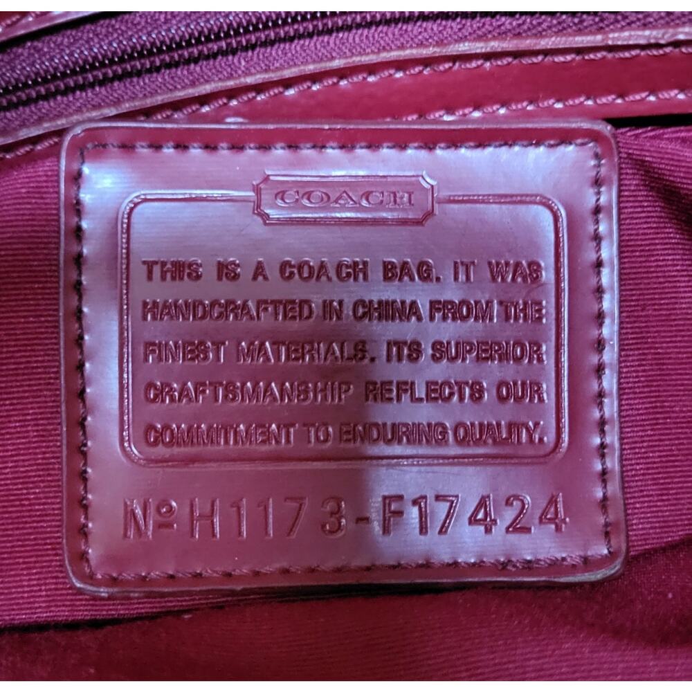 Coach Signature Stripe Framed Carryall Tote Satchel F17424 Red Trim Y2K - Picture 3 of 16